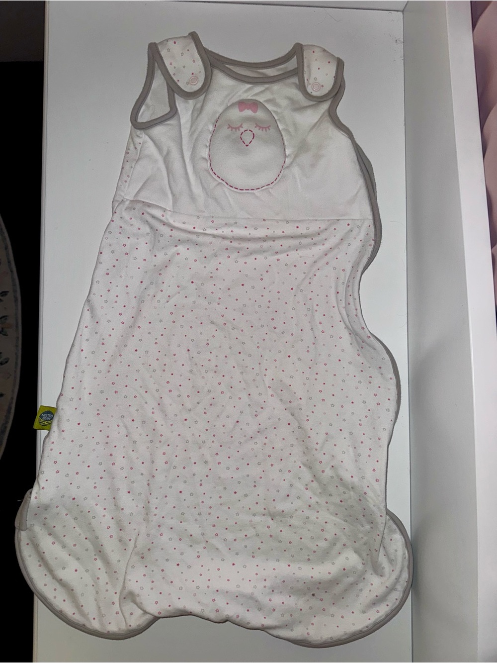 Nested Bean Zen Sack Classic Sleeping Bag 6-15M White Pink Gray Stars Cotton